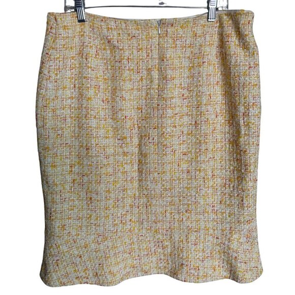 Vintage Carmen Marc Valvo Yellow Chanel Tweed Skirt Size 16 - Picture 2 of 8